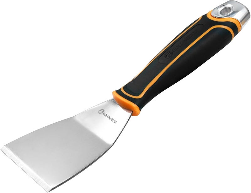 Rolling Dog 3 Inch Paint Scraper - Offset Scraper Stainless Steel Bent Blade Stiff Putty Knife,Chisel Scraper,Wallpaper Stripping Tool - Image 1